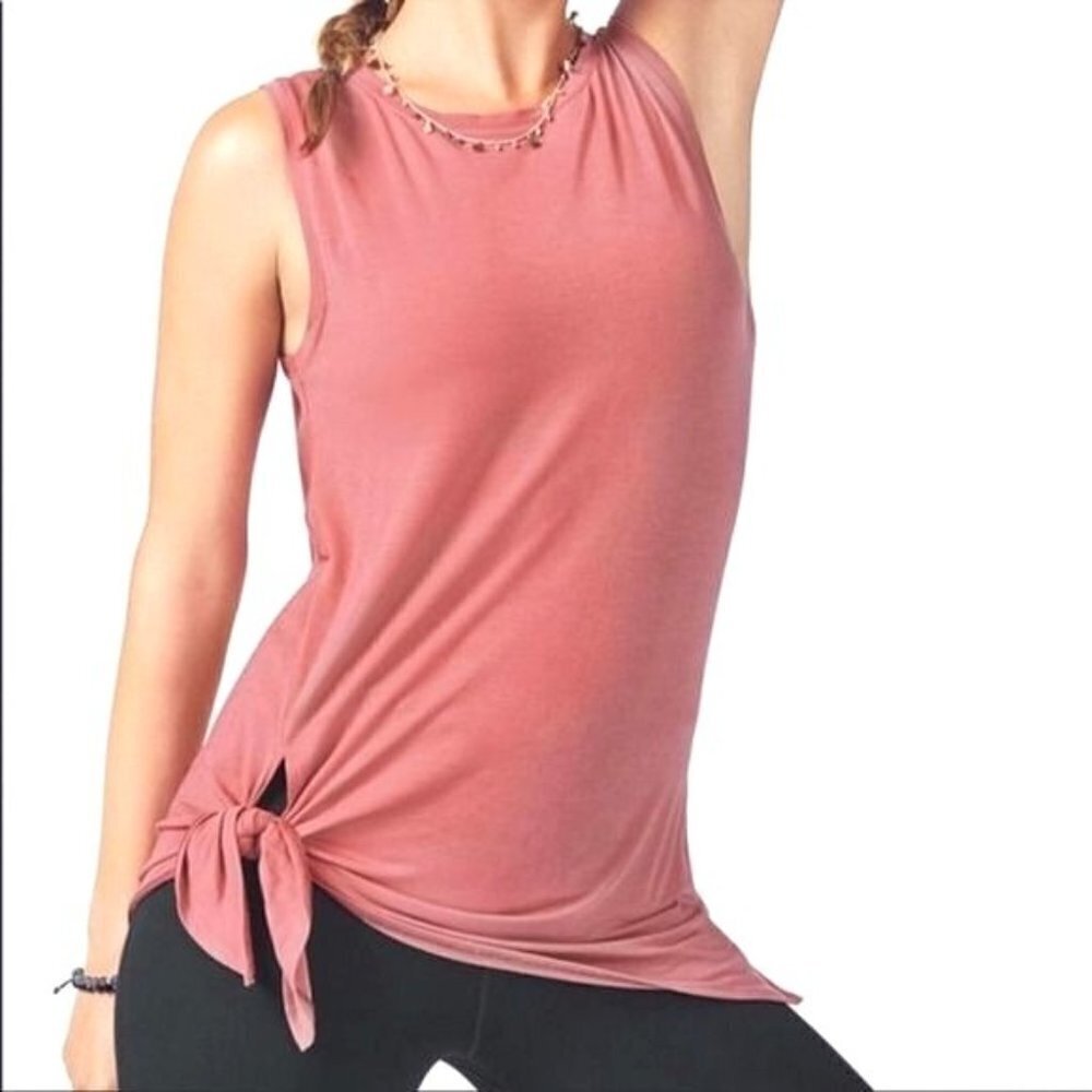 Fabletics Alia Pink Tied Front Crew Neck Tank Top Size XS